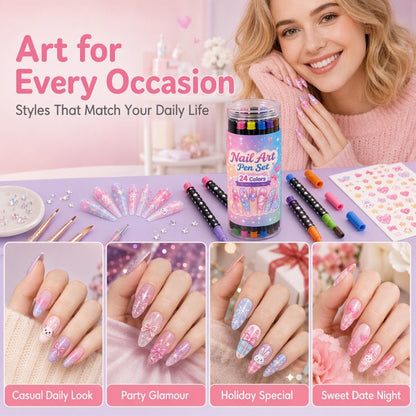 💅 LIMITED‑TIME 50% OFF! 💥 24 Colors Dual Ended Nail Art Pens Set – Creative, Salon‑Quality, Easy DIY