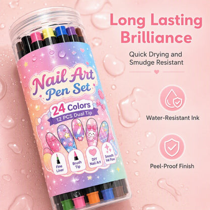 💅 LIMITED‑TIME 50% OFF! 💥 24 Colors Dual Ended Nail Art Pens Set – Creative, Salon‑Quality, Easy DIY