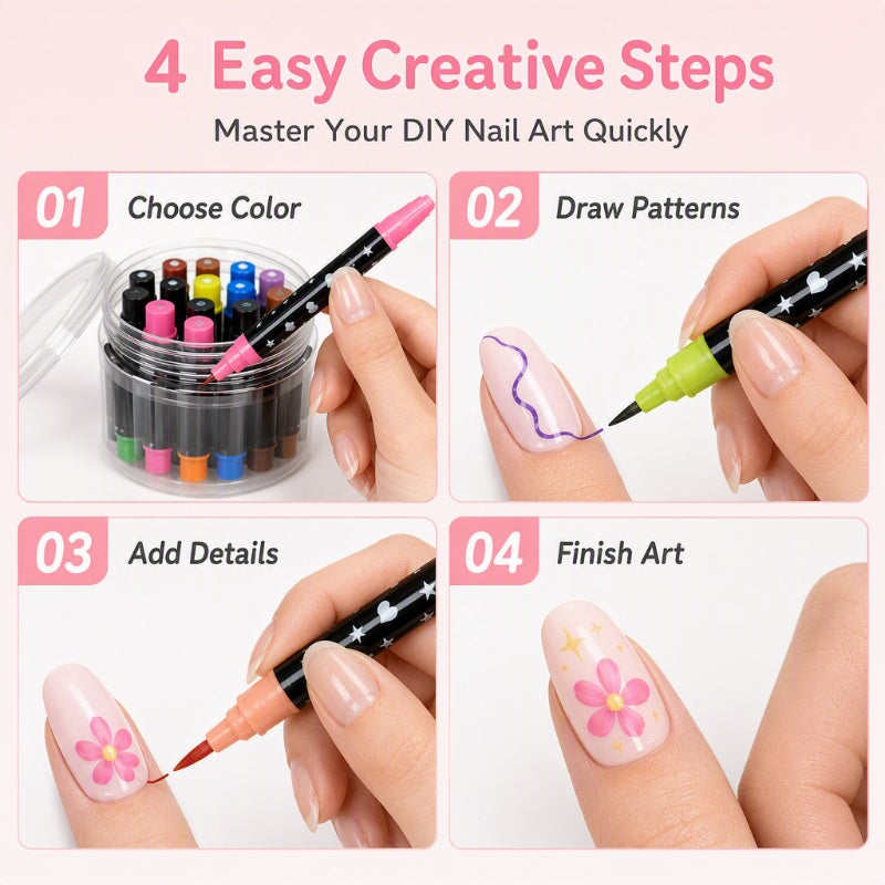 💅 LIMITED‑TIME 50% OFF! 💥 24 Colors Dual Ended Nail Art Pens Set – Creative, Salon‑Quality, Easy DIY