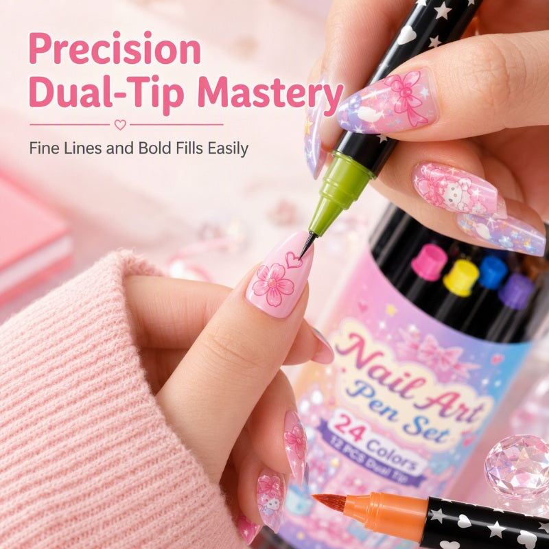 💅 LIMITED‑TIME 50% OFF! 💥 24 Colors Dual Ended Nail Art Pens Set – Creative, Salon‑Quality, Easy DIY