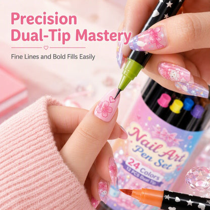 💅 LIMITED‑TIME 50% OFF! 💥 24 Colors Dual Ended Nail Art Pens Set – Creative, Salon‑Quality, Easy DIY