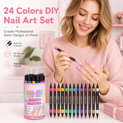 💅 LIMITED‑TIME 50% OFF! 💥 24 Colors Dual Ended Nail Art Pens Set – Creative, Salon‑Quality, Easy DIY