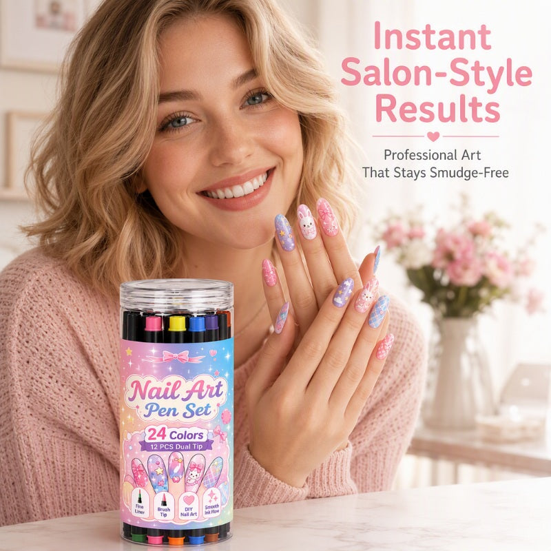 💅 LIMITED‑TIME 50% OFF! 💥 24 Colors Dual Ended Nail Art Pens Set – Creative, Salon‑Quality, Easy DIY