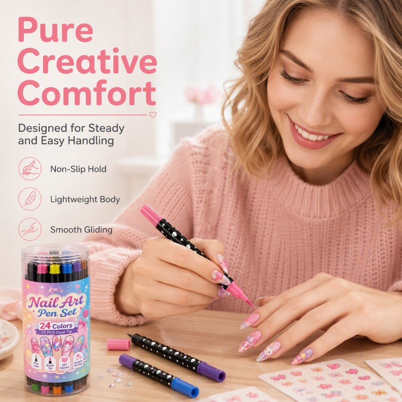 💅 LIMITED‑TIME 50% OFF! 💥 24 Colors Dual Ended Nail Art Pens Set – Creative, Salon‑Quality, Easy DIY