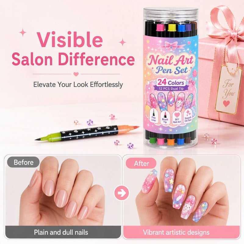 💅 LIMITED‑TIME 50% OFF! 💥 24 Colors Dual Ended Nail Art Pens Set – Creative, Salon‑Quality, Easy DIY